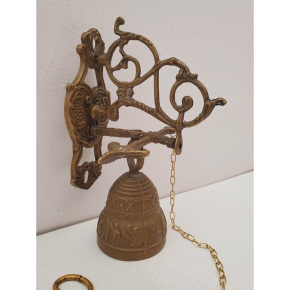 Antique bronze monastery bell doorbell with angel 1940s Vocem meam audit Qui - Picture 5 of 10